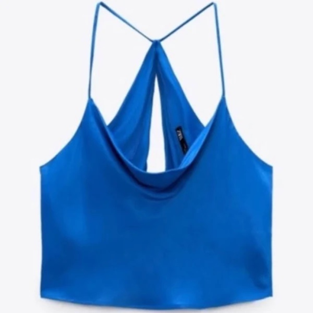 Zara Cowl Neck Blue Top